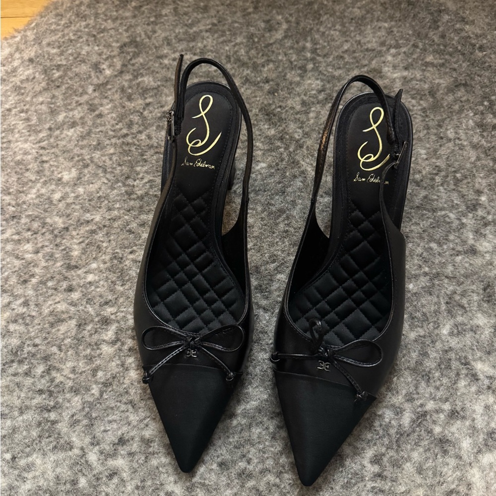 Sam Edelman Black Pointed Slingback Heels - Picture 2 of 2